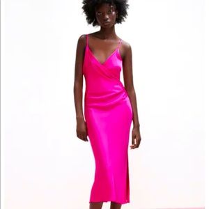 Worn once hot pink satin dress.